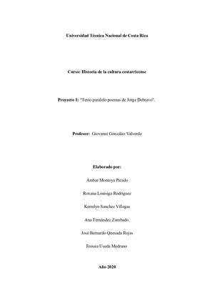 Proyecto 1 Texto Paralelo Del Poema Jorge Debravo