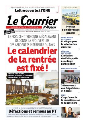 Le Courrier d'Algérie du lundi 5 octobre 2020