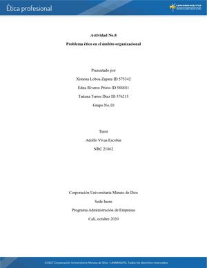 Act No 8 Problema éTico En El áMbito Organizacional Grupo No 10