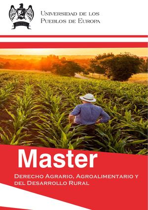 Máster en Derecho Agrario, Agroalimentario y Derecho Rural