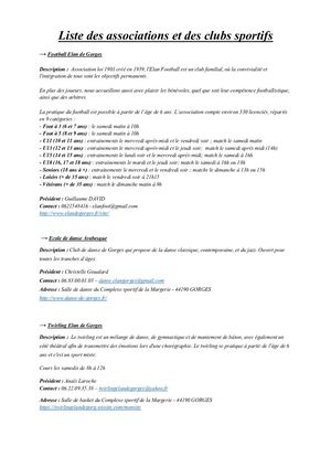Liste Des Associations Sportives