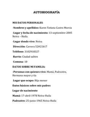 Autobiografía Karen