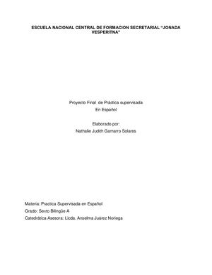 Trabajo De Practica Supervisada, Nathalie Gamarro 6to Bilingue A
