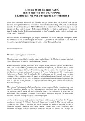 Réponse Du Dr Philippe Paux