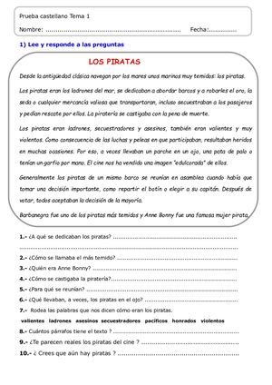 Prueba Castellano Tema 1