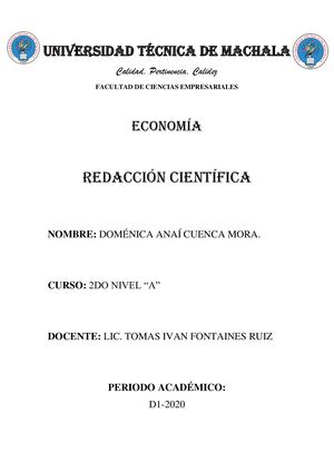 Portafolio Doménica Anaí Cuenca Mora (Redacción Científica)