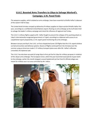 Arms Embargo UN - UAE - Mi 24 Libya - MbZ - AAL Group - Dubai - War Crimes