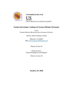 Catálogo De Normas Oficiales Mexicanas