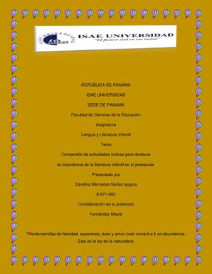 compendio de actividades lúdicas para destacar la importancia de la literatura infantil en preescolar