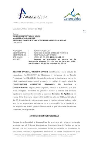 Apelacion Corpocaldas Acción Popular Tierra Viva