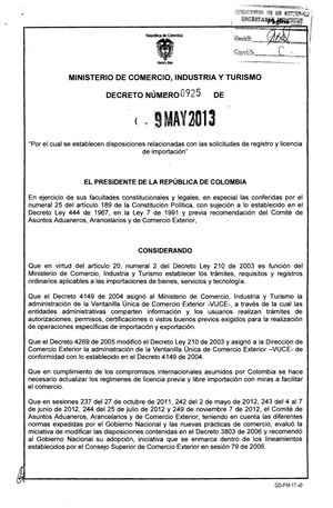 Registros y licencias de importacciòn