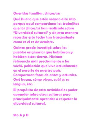 Día de la Diversidad Cultural - 5to grado
