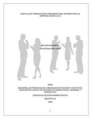 Proyecto Cartilla De Comunicación Organizacional Interna Para La Empresa Divane S