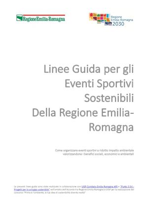 Linee Guida Eventi Sportivi Sostenibili Regione Emilia Romagna 2019