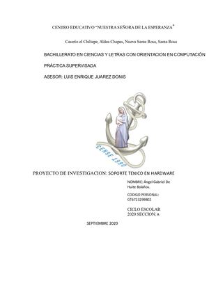 Proyecto de Practicas Soporte Tecnico en Hardware Gabriel Bolaños