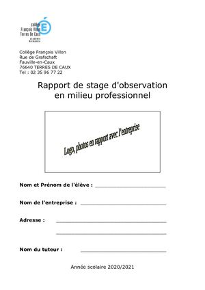 Livret Stage 3ème