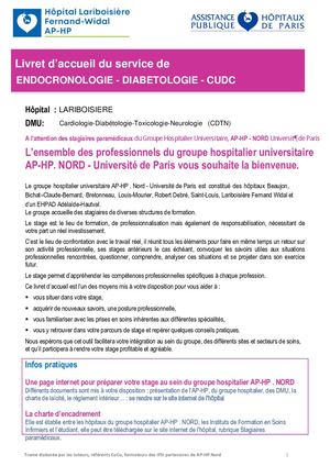 APHP Nord Livret Parcours E DIABETOLOGIE