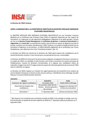 Appel à Candidature Direction Msiai 2020 Vf 2
