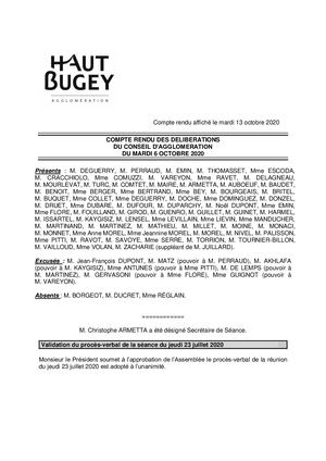 Compte Rendu du 6/10/2020