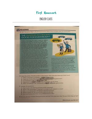 First Homework English Class