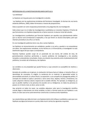 Metodologia De La Investigacion Resumen Capitulo 6