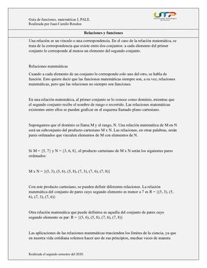 Guía De Relaciones Y Funciones