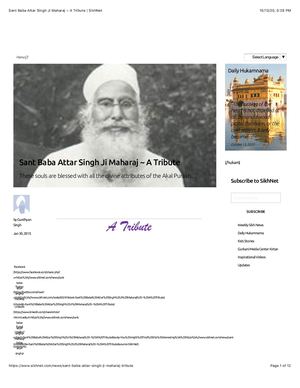 Baba Attar Singh Ji Gursagar Mastuana Ji Maharaj