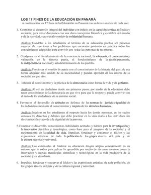 Los 17 Fines De La Educación En Panamá