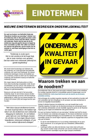 Eindtermenkrant 1: onderwijskwaliteit in gevaar