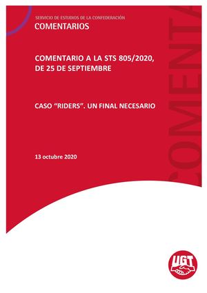 COMENTARIO A LA STS 805/2020, DE 25 DE SEPTIEMBRE.  CASO “RIDERS”. UN FINAL NECESARIO