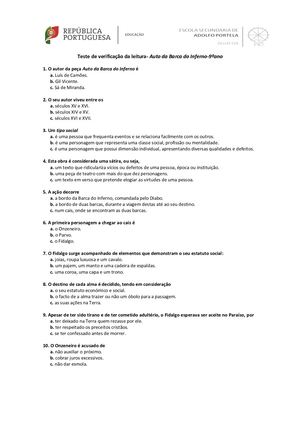 Verificação da leitura de "Os Lusíadas"