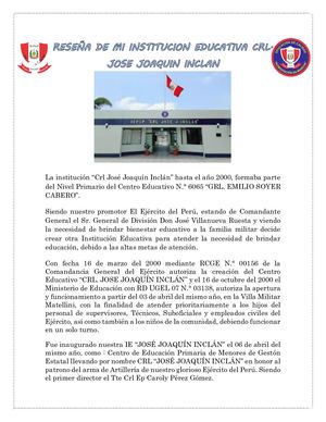 Reseña de mi Institución Educativa Crl. José Joaquín Inclán