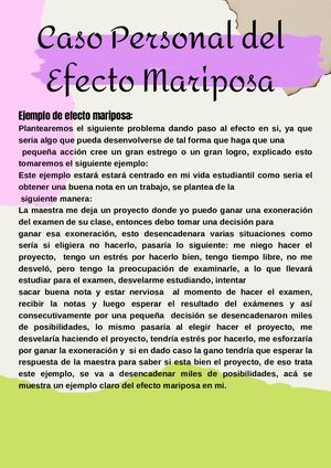 Caso Personal Del Efecto Mariposa