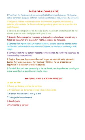 Pasos Para Lograr La Paz