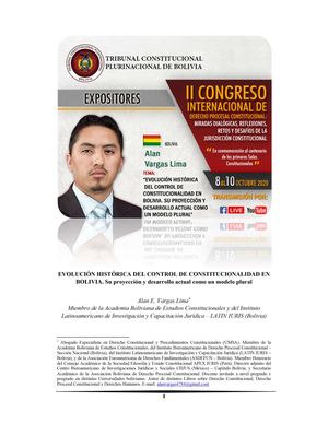 La Evolución Histórica del Control de Constitucionalidad en Bolivia - Congreso Internacional DPC 2020