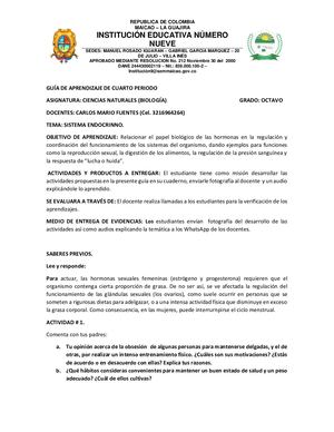 Ciencias Naturales Octavo Cuarto Periodo