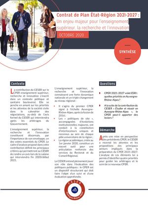 Synthèse CPER 2021 2027 Un enjeu majeur pour l’enseignement supérieur, la recherche et l’innovation