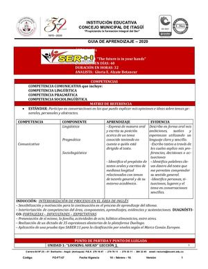 GUÍA No 1 INGLÉS 11°.