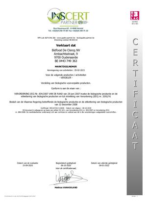 Certificat Bio Declercq 20