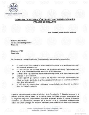 Dictamen Reforma Constitucional Art 2 Y 69