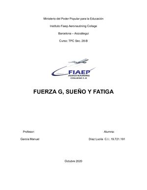 Fuerza G, Sueño Y Fatiga