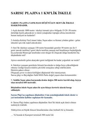 Sarisu Plajina 1 Km'li̇k İskele