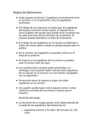 Reglas Del Balonmano - Mi Parte