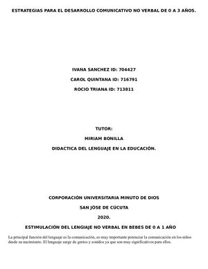 ESTRATEGIAS PARA EL DESARROLLO COMUNICATIVO DE 0 A 3 AÑOSNO VERBAL DE