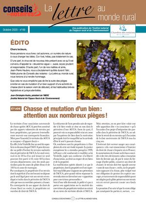 CONSEILS DES NOTAIRES - OCTOBRE 2020 N°49 - LETTRE AU MONDE RURAL
