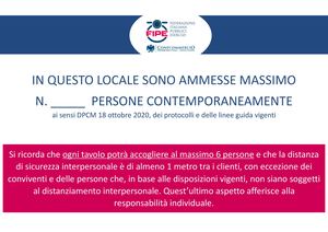 Cartello Numero Massimo Clienti Dpcm 18 Ottobre 2020