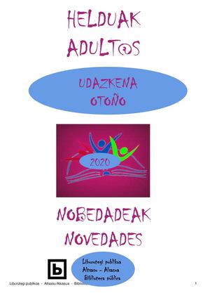 Novedades público adulto - Otoño - 2020 - Udazkena - Helduentzako nobedadeak