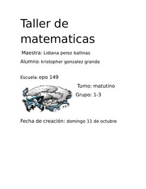 Caratula De Taller De Mate