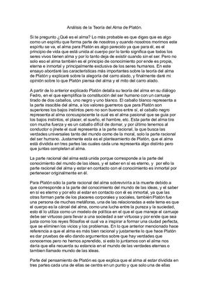 Analisis De La Teoria Del Alma De Platon