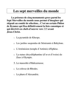 Les 7 Merveilles Du Monde